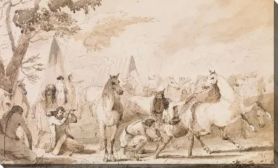 Картина Пикетирование лошадей - вечером