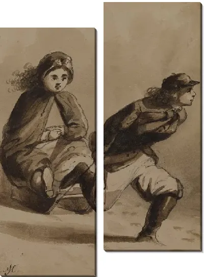 Картина Улица Эскиз. Бой Галантность