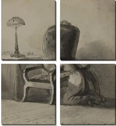 Картина Девушка на коленях над подлокотником стула