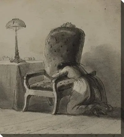 Картина Девушка на коленях над подлокотником стула