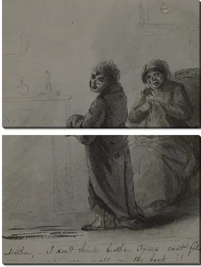 Картина Мать и сын у камина