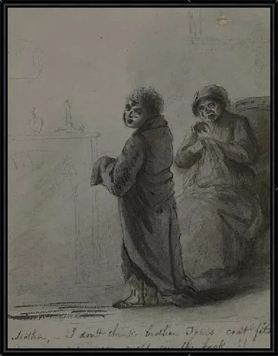 Картина Мать и сын у камина