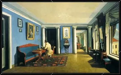 Картина В комнатах. Гостиная с колоннами на антресолях (In the rooms. Living room with columns in the attic)