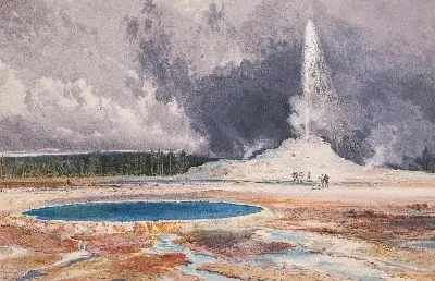 Картина Замок Гейзер, бассейн Верхнего Гейзера, Йеллоустонский национальный парк