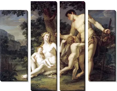 Картина Адам и Ева с детьми под деревом (Adam and Eve with their children under a tree)