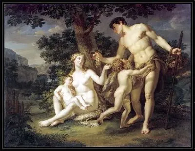 Картина Адам и Ева с детьми под деревом (Adam and Eve with their children under a tree)