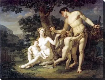 Картина Адам и Ева с детьми под деревом (Adam and Eve with their children under a tree)