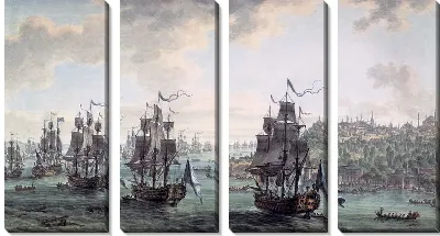 Картина Российская эскадра под командованием Ф.Ф. Ушакова, идущая Константинопольским проливом (The Russian squadron under the command of the FF Ushakov, going strait of Constantinople)