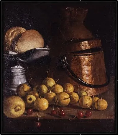Натюрморт с фруктами и посудой
