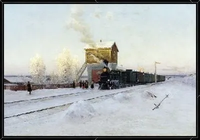 На полустанке. Зимнее утро на Уральской железной дороге (At the station. Winter morning at the Ural Railroad)