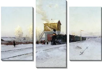 На полустанке. Зимнее утро на Уральской железной дороге (At the station. Winter morning at the Ural Railroad)