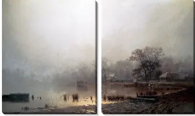 Картина Туман. Красный пруд в Москве осенью (Fog. Red Pond in Moscow in autumn)