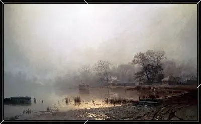 Туман. Красный пруд в Москве осенью (Fog. Red Pond in Moscow in autumn)