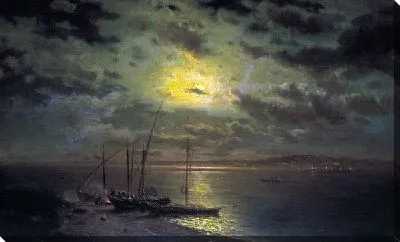 Картина Лунная ночь на реке (Moonlit night on the river)