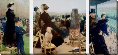 Картина Поездки к Буа-де-Булонь. На трибуне; рядом с печью; на стуле