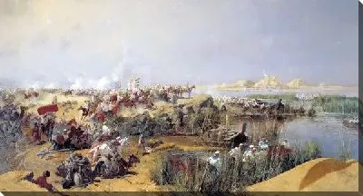 Картина Переправа туркестанского отряда через Аму-Дарью в 1873 году (Crossing Turkestan detachment across the Amu-Darya in 1873)