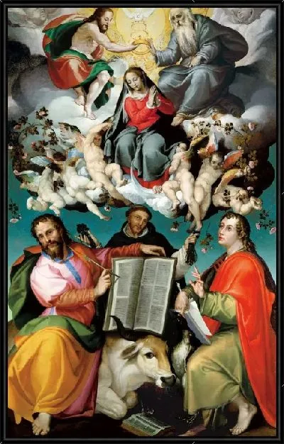 Картина Коронация Богородицы со святыми Лукой, Домиником и Иоанном Евангелистом