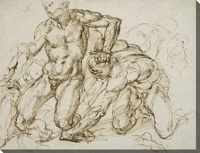 Картина Борьба мужских ню