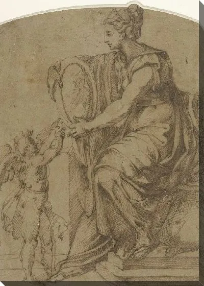 Картина Женщина сидит на троне с зеркалом (Prudentia?)