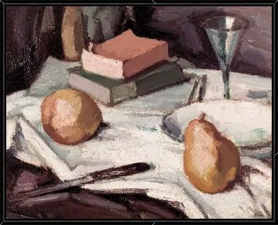 Натюрморт с грушами и рюмкой