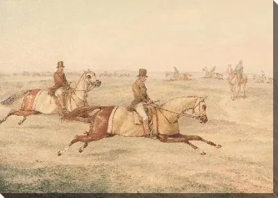 Картина Два всадника тренируют лошадей в галопе