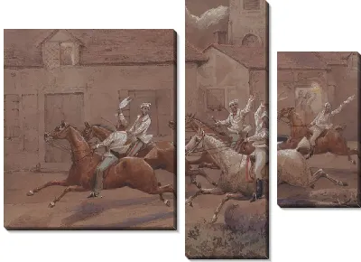 Картина Ночные всадники из Nacton: конец. Nacton Церковь и Деревня