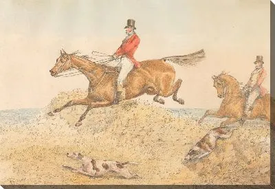 Картина Два всадника и пара гончих расчищают стену