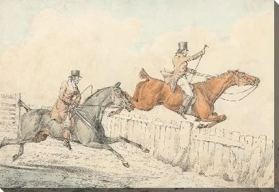 Картина Два всадника прыгают деревянный забор