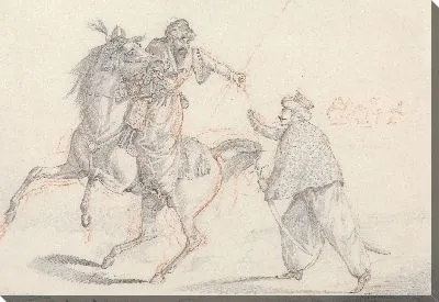 Картина Обрывки, нет. 32: два мамлюка говорят, один установлен