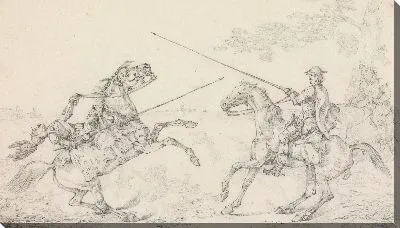 Картина Рыцарь, падающий с его лошади на наклон сквайра