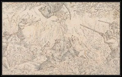 Картина «Спортивные инциденты:« Рисование для травления мягких грунтов «Охота на пантер» »