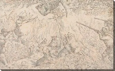 Картина «Спортивные инциденты:« Рисование для травления мягких грунтов «Охота на пантер» »