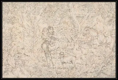 Картина «Спортивные инциденты:« Рисование для гравировки на мягком грунте «Сквозь лес»