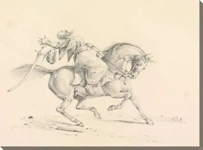 Картина Раненый турецкий кавалерист в опасности падения с коня ...