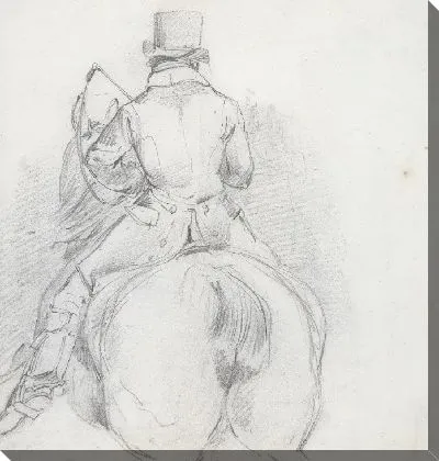 Картина Лошадь и всадник, вид сзади