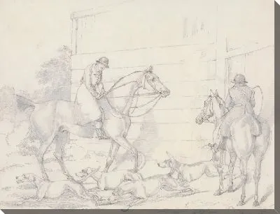 Картина Обрывки, нет. 22: Охота, Unkennelling с Двух Всадников, Наблюдающих