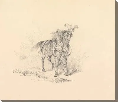 Рыцарь в доспехах, стоящий у пернатого коня