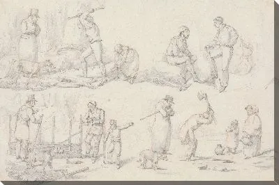 Картина Пейзажный пейзаж, № 10: Сцены с дровосеками