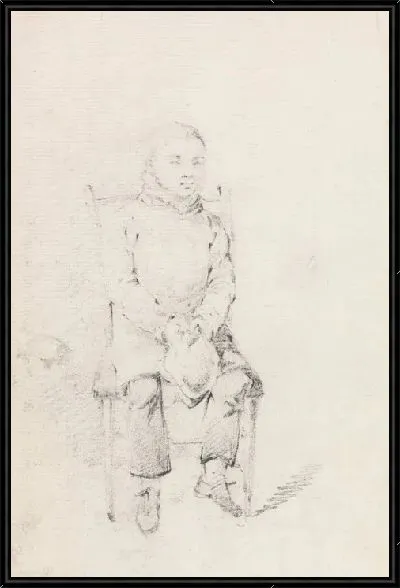 Картина Мальчик сидит с кепкой