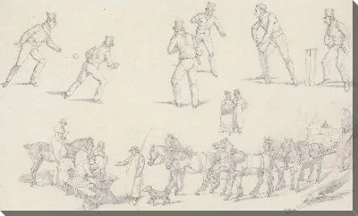 Картина Пейзажный пейзаж, № 7: Сцены крикета и вагончика с его командой