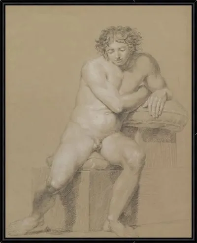 Картина Этюд сидящего обнаженного мужчины