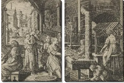 Разматывание шелка, тарелка 6 из книги «Введение шелкопряда» [Vermis Sericus]