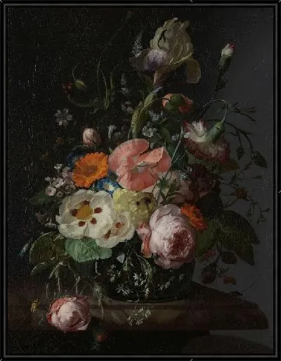 Картина Натюрморт с цветами на мраморной столешнице