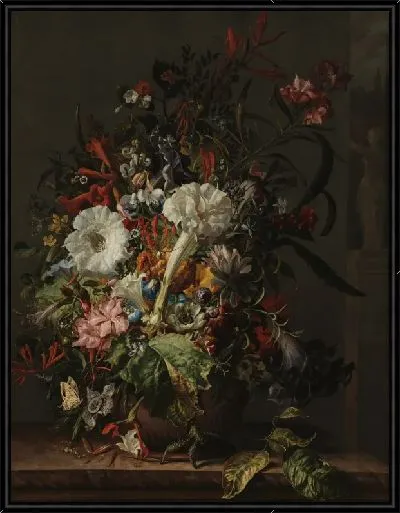 Картина Натюрморт с экзотическими цветами на мраморном выступе