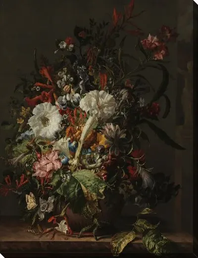 Картина Натюрморт с экзотическими цветами на мраморном выступе