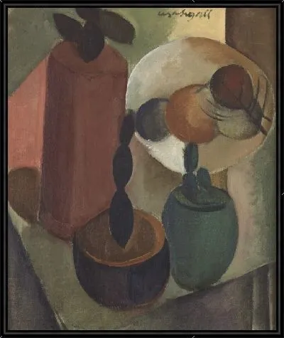 Натюрморт с тремя горшочками кактусов