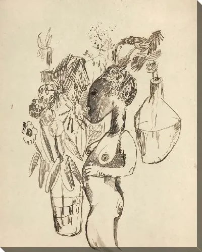 Картина Черные и горшки с растениями