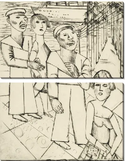 Картина Два моряка в сопровождении