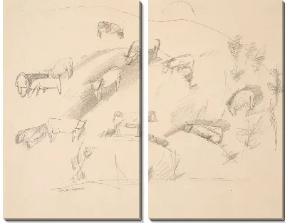 Картина Быки на горе