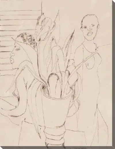 Картина Чернокожие женщины и ваза с растением